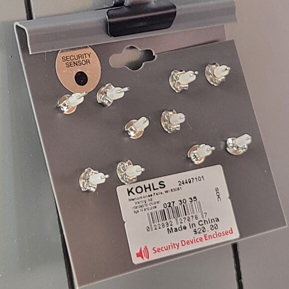 Multi-Set Earrings Clear Faux Crystal New on Card Rhinestone Dangle Hoop Studs - Picture 10 of 11